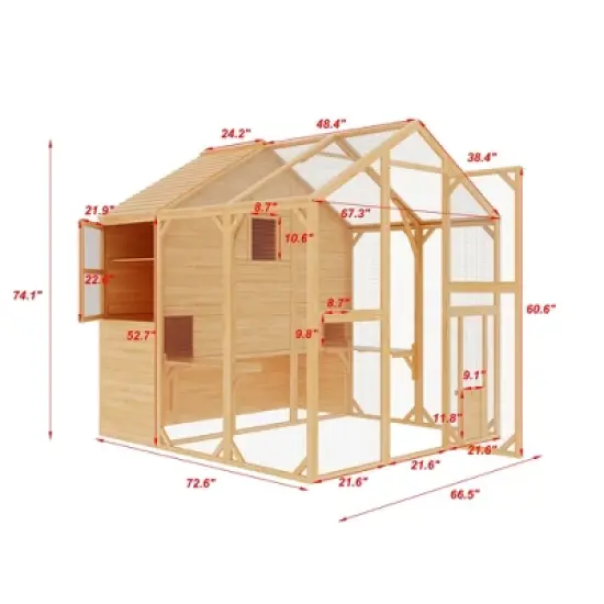 FUFU&GAGA Large Wooden Cattery Cat Enclosure Cat House with Multi - Level Space - Outdoor/Indoor Cat House with Secure Mesh image {2}