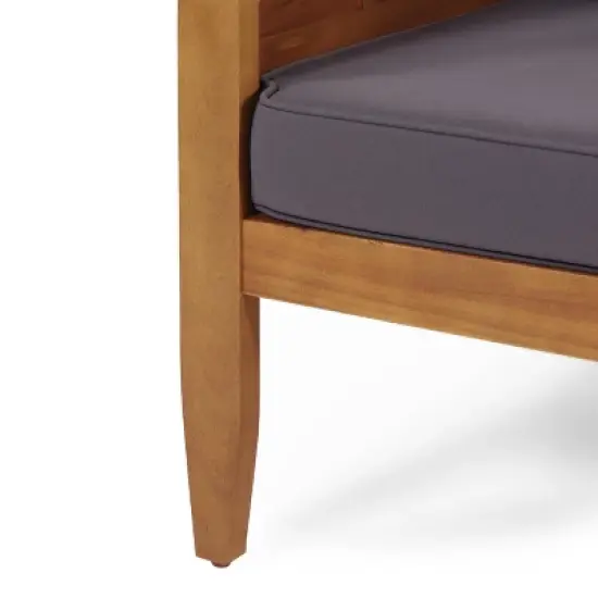 4pc Aston Outdoor Mid-Century Modern Acacia Wood Sectional Set with Cushions Teak/Dark Gray - Christopher Knight Home image {3}