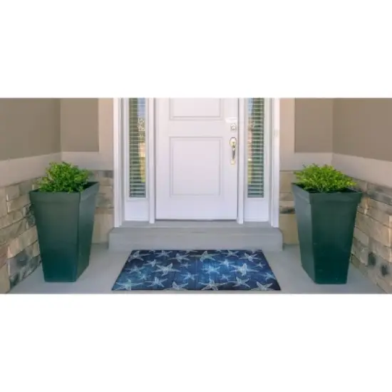 Caspian Washable Outdoor Rug Blue/Light Blue - Linon image {1}