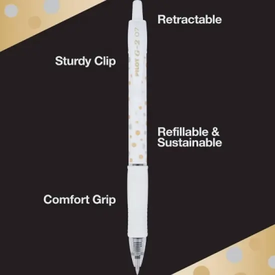 Pilot 5pk G2 Design Collection Dots Gel Pens Fine Point 0.7mm Black Ink image {3}