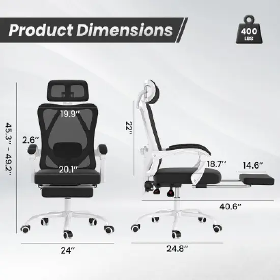 GlasFlength Task and Office Chairs with Support Armrest，Ergonomic, Adjustable，Computer Chair and Gaming Chair, Black, 24"*24.8"*45" image {1}