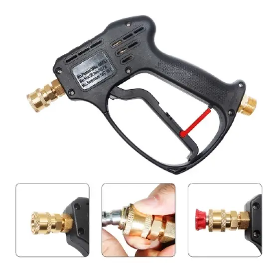 EDOU Direct Pressure Washer Short Gun Kit with 3/8" Quick-Connect, 1/4" Quick-Connect M22-15 Hose Connector, 5 Spray nozzles - 5,000 PSI image {1}