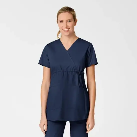 Wink Maternity Mock Wrap Scrub Top image {11}