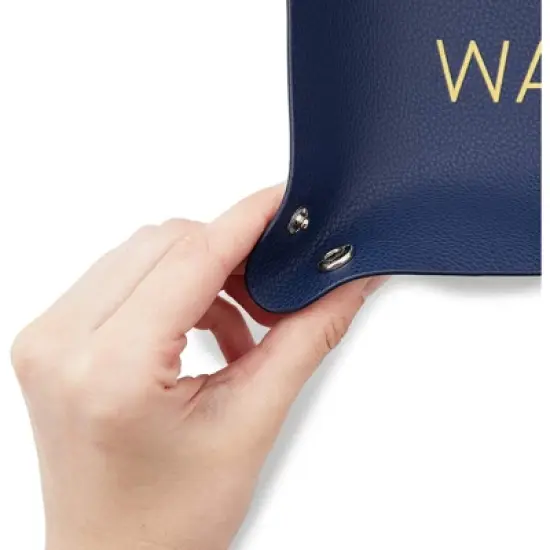 Juvale Leather Catchall Valet Decorative Tray for Phone, Keys, Wallet (Navy Blue, 6.9 x 2.2 in) image {2}