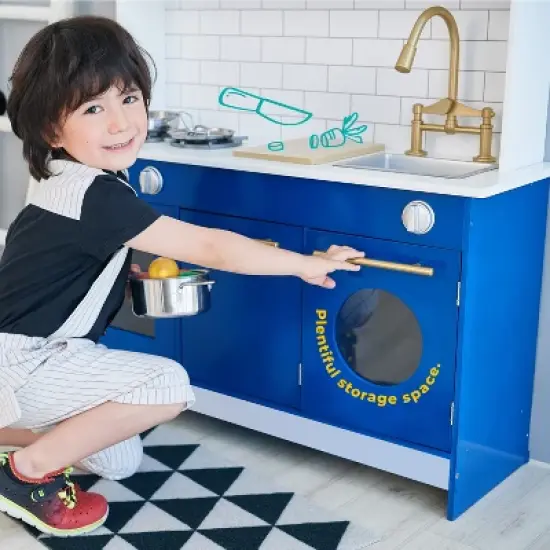 Teamson Kids Little Chef Berlin Modern Kids Kitchen Playset with 6 Accessories, White/Blue image {7}