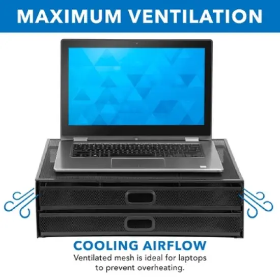 Mount-It! Computer Monitor Stand With Drawers, Metal Mesh Riser & Organizer For Laptops and Computers, Desk Organizer with Two Pullout Storage Drawers image {6}