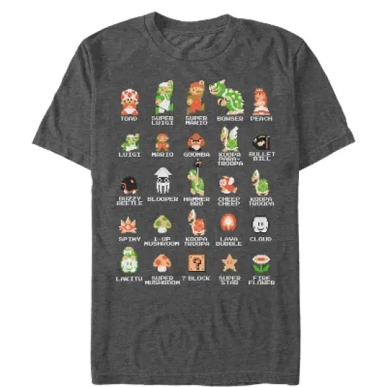 Men's Nintendo Super Mario Bros Character Guide T-Shirt image {4}