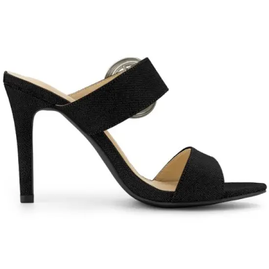 Allegra K Women's Buckle Stiletto Heels Slide Sandals image {6}