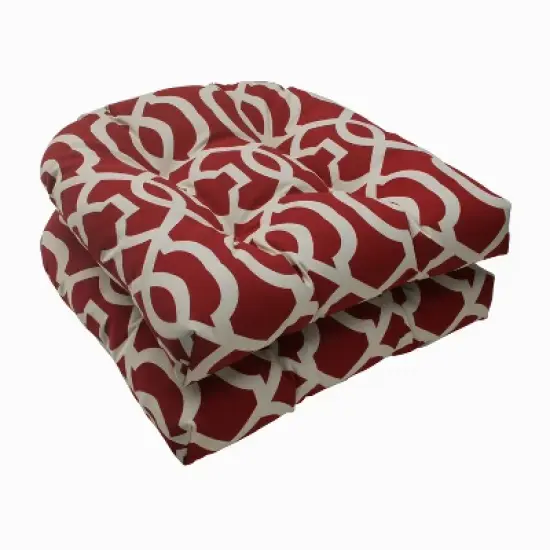 2pc Geometric Outdoor Wicker Seat Cushions - Pillow Perfect image {5}