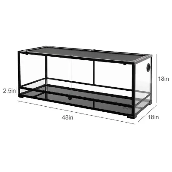 REPTI ZOO 67 Gallon Reptile Large Terrarium Newly Upgraded All Glass 48" x 18" x 18" Double Hinge Door with Top Ventilation Reptile Terrarium image {3}