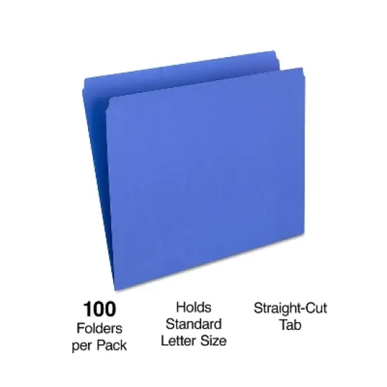 HITOUCH BUSINESS SERVICES File Folders Straight Cut Letter Size Blue 100/Box TR509679/509679 image {1}
