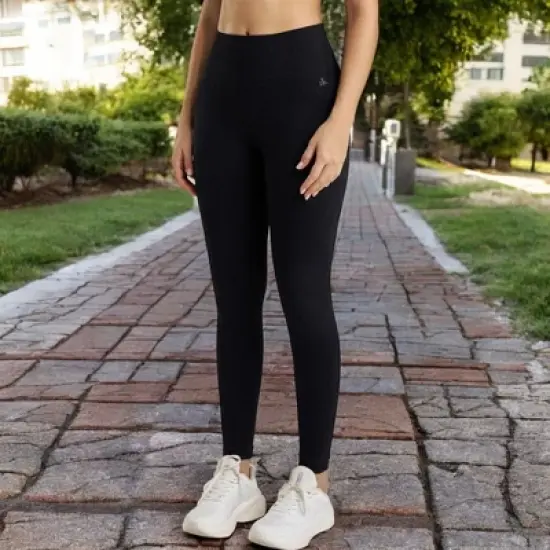 Anna-Kaci Women's High Waist Ribbed Seamless Leggings with Stretch Compression Fit - Large, Black image {2}