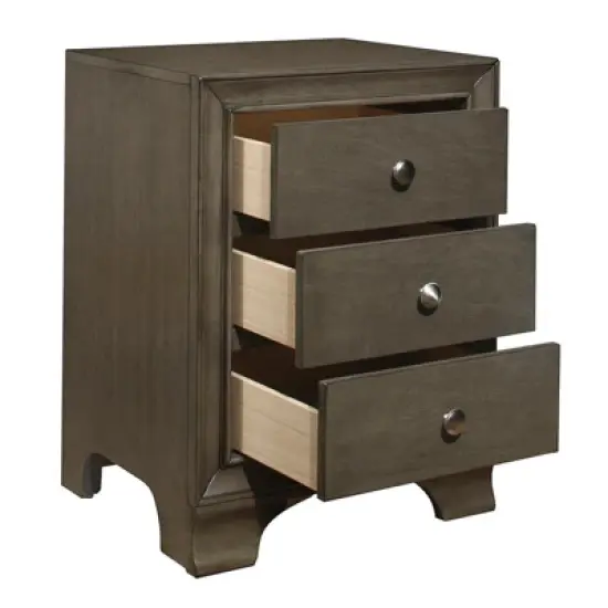 Centralia 3-Drawers Transitional Wood Nightstand in Gray - Lexicon image {3}