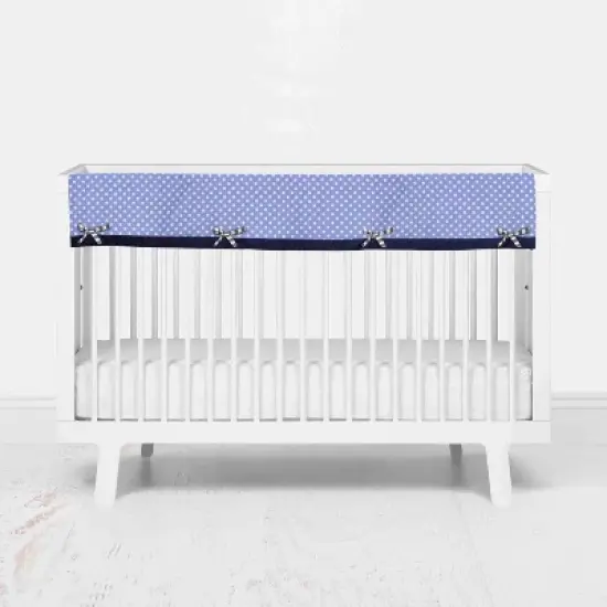Bacati - Elephants Long Crib Rail Guard Cover Blue/Gray image {1}
