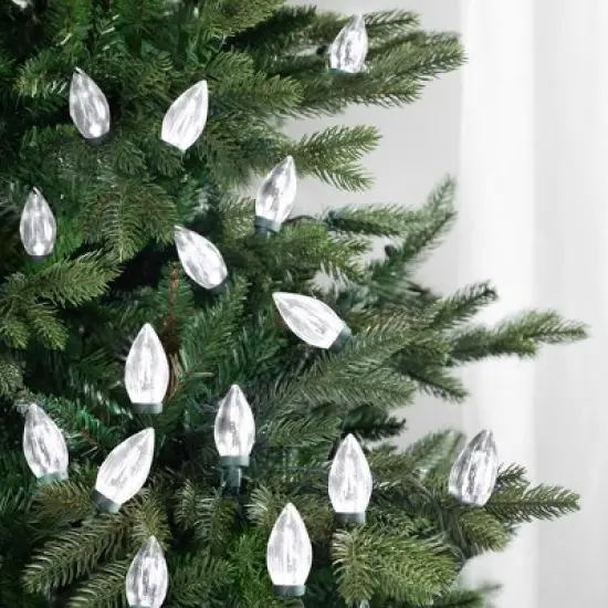 Northlight 25ct LED C9 Christmas String Lights Pure White - 16' Green Wire image {3}