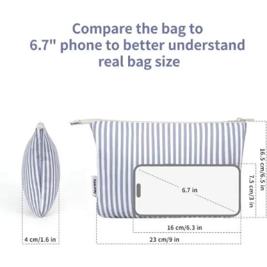 Narwey Striped Makeup Bag with Small Makeup Bag for Purse image {3}