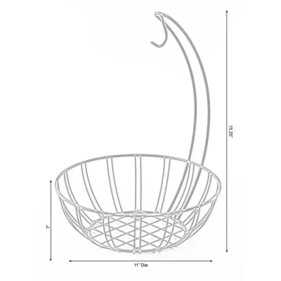 Basicwise Wire Metal Fruit Basket Holder with Banana Hanger image {5}