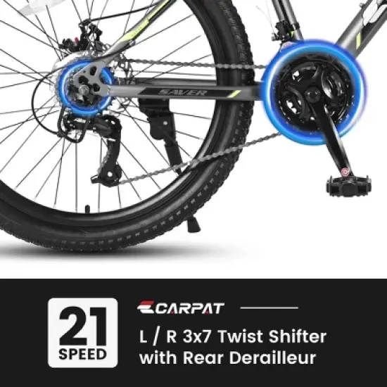 Gulches Elecony Teen Mountain Bike (Boys & Girls), 21-Speed Shimano Drivetrain, Dual Disc Brakes, 24&times;1.75" Tires, High-Strength Fork image {5}