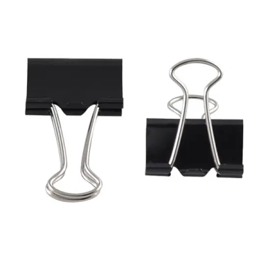 Unique Bargains Metal Classic Black Spring Loaded Binder Clips 25mm Width 12 Pcs image {2}