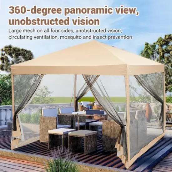 10x10ft Instant Pop-Up Canopy Tent &ndash; Waterproof with Sidewalls & Wheeled Bag for Beach, Parties, Outdoor (White) image {7}