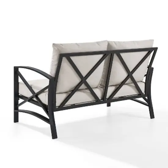 Kaplan Outdoor Metal Loveseat - Oatmeal/Bronze - Crosley image {3}