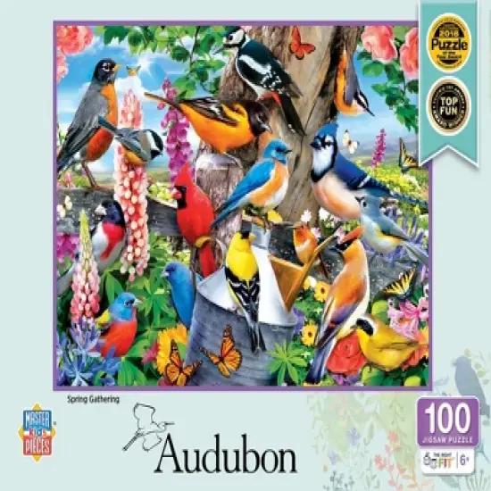 MasterPieces 100 Piece Jigsaw Puzzle for Kids - Audubon Spring Gathering image {1}