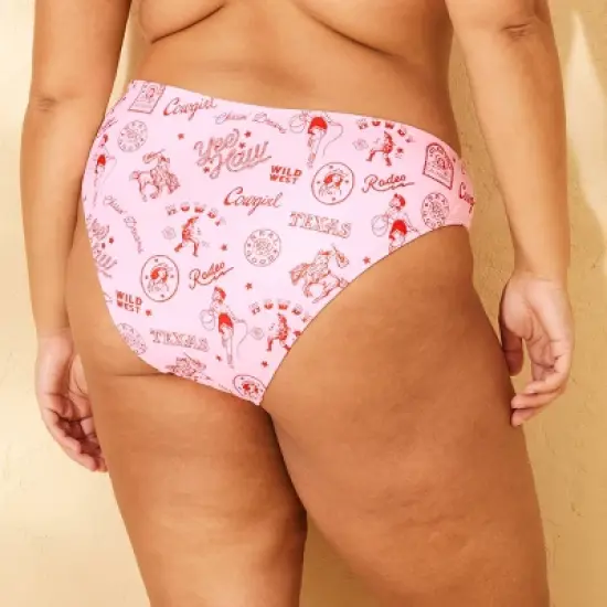 Women's Low-Rise High Leg Cheeky Bikini Bottom - Wild Fable&trade; Pink and Red Cowgirl Print image {1}