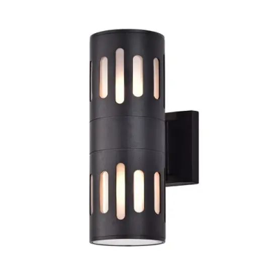 C Cattleya 2-Light Black Die-Cast Aluminum Cylinder Outdoor Wall Sconce image {7}