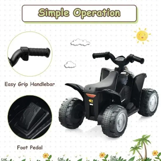 Costway Kids Ride On ATV 6V Electric Vehicle 4 Wheeler Battery Powered Motorized Quad Toy Car with LED Lights image {4}
