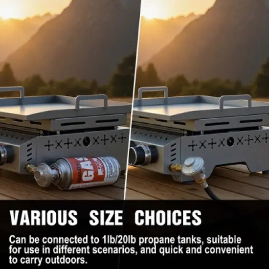 RW FLAME 3-Burner Portable Propane Griddle, 25" 304 Stainless Steel Tabletop Gas Grill, 24,000 BTU for Camping, RVs, Outdoor BBQ image {7}