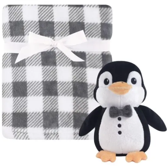 Hudson Baby Infant Boy Plush Blanket with Toy, Mr. Penguin, One Size image {1}