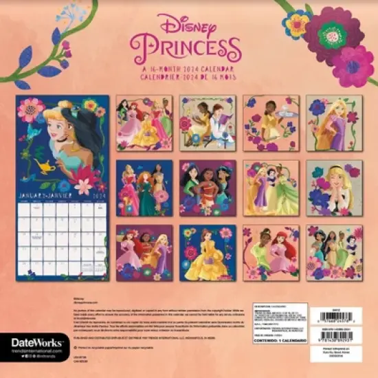 Trends International Inc. 2023-24 Wall Calendar 12"x12" Bilingual English/French Disney Princess image {3}