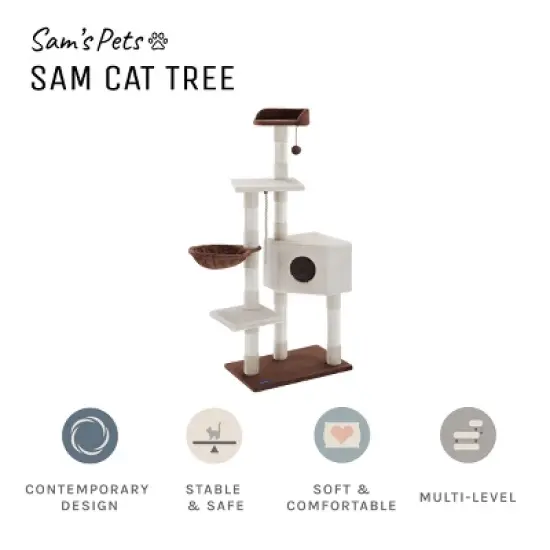 Sam's Pets SAM 54" White Cat Tree image {6}
