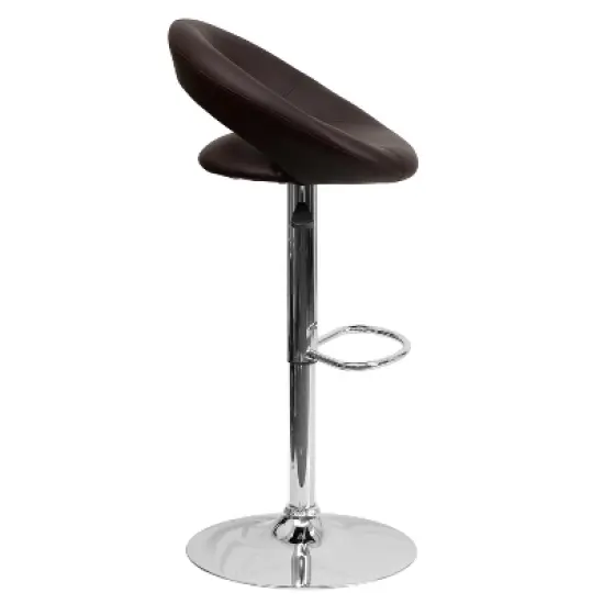 Flash Furniture Contemporary Vinyl Rounded Orbit-Style Back Adjustable Height Barstool with Chrome Base image {3}
