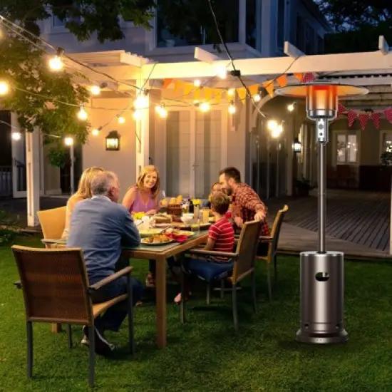 48,000 BTU Propane Patio Heater with Wheels, Round Table Design, Stainless Steel Burner, Tip-Over Protection for Home,  Commercial, Bro image {4}