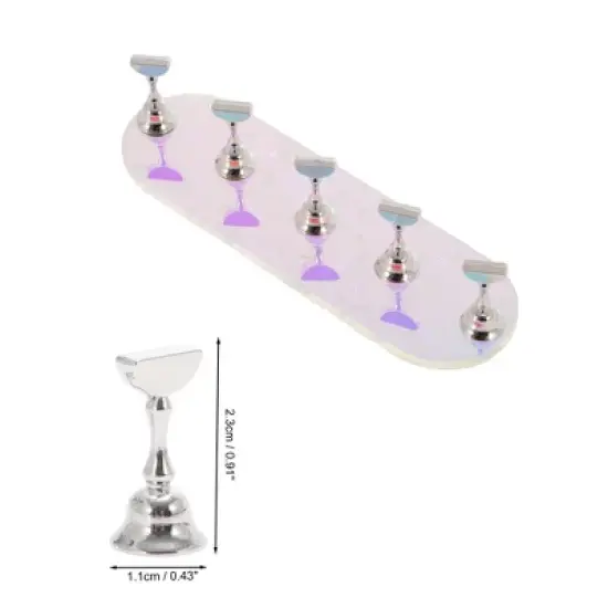 Unique Bargains Oval Nail Display Stand Colorful Silver Tone 1 Set image {3}