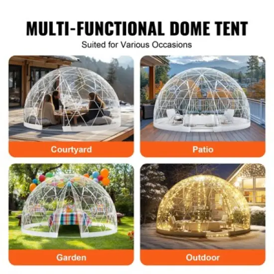 VEVOR Garden Dome Igloo Tent House, 9.5 FT Dome Tent, Upgraded Garden Igloo with PVC Transparent Cover and Window image {5}