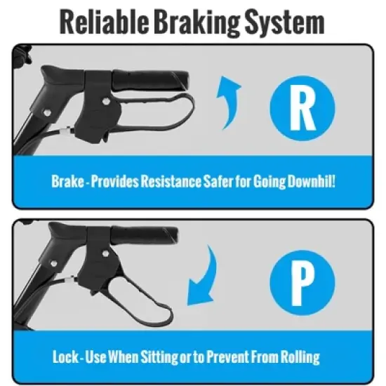 Lycvki Aluminum Foldable Rollator Walkers with Seat for Seniors, 350 lb Capacity, 6-Position Height image {3}