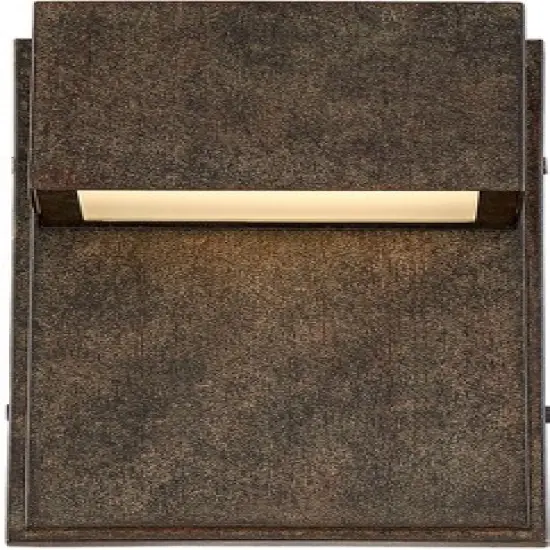 Possini Euro Design Lyons Modern Industrial Outdoor Wall Light Fixtures Set of 2 Bronze Black Box Frame LED 8" for Post Exterior Barn image {4}