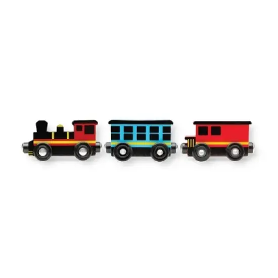 Melissa & Doug Round the Rails Train Rug With 3 Linking Wooden Train Cars  (39 x 36 inches) image {4}