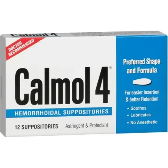 Calmol 4 Astringent & Protectant Hemorrhodial Suppositories, 12 Count image {4}