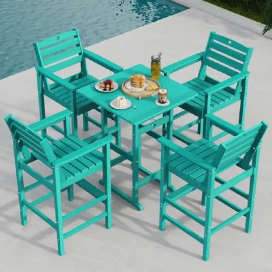 GardenJoy 5-Piece Bar Height Patio Table and Chairs Set, 30.2" - Weather Resistant, Outdoor image {3}