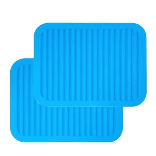 Wrapables Silicone Trivet, Multi-use Durable Flexible Non-Slip Insulated Silicone Mat (Set of 2), Blue image {8}