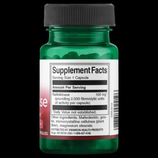 Swanson Nattokinase 2,000 Fibrinolytic Units (FU) 30 Capsules image {1}