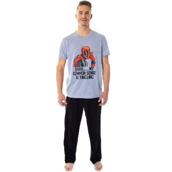 Marvel Men's Deadpool Pajamas Common Sense Is Tingling 2 Piece Pajama Set Deadpool image {4}
