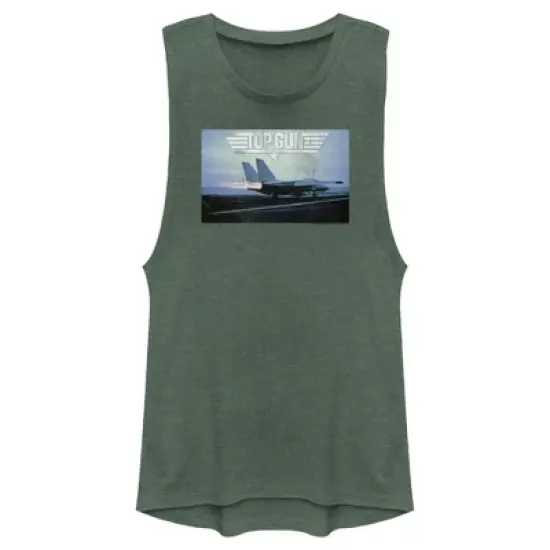 Junior's Top Gun Fighter Jet Ready for Takeoff Distressed Festival Muscle Tee image {3}