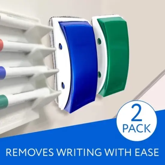 Impresa 2 Pack Magnetic Whiteboard Eraser for Use with Glass Dry Erase Boards - Includes10 Replaceable Cleaning Cloths image {2}