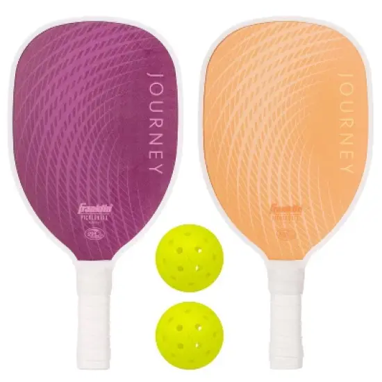 Franklin Sports 2 Player Wood Journey Pickleball Paddle and Ball Set in Mesh bag - Purple/Orange: Plywood Core, 19.48" Length, Traditional Frame image {6}