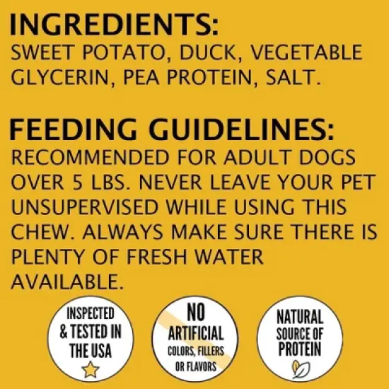 Hubert Pet All Natural Duck & Sweet Potato Wrap Treats for Dogs, Grain Free, Low Ingredient, USA Tested - 2.5 lbs Resealable Pack image {7}