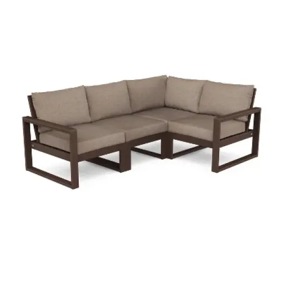 POLYWOOD 4pc EDGE Modular Deep Seating Outdoor Patio Sectional Sofa Furniture Set image {4}
